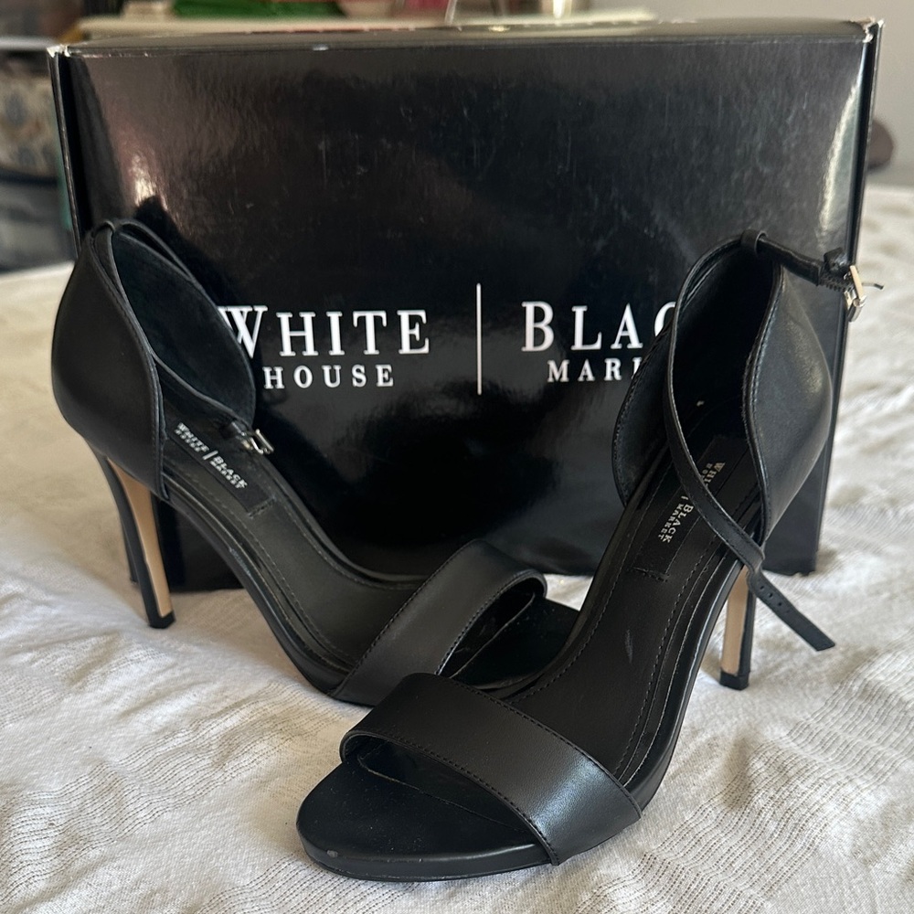 White House Black Market Strappy Black Heels